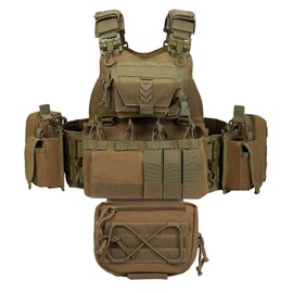 YAKEDA Outdoor Training Vest With PALS System MultiFunctional MOLLE Quick Release Vest- For Hiking, Camping Training (US, Alpha, One Size, Regular, Regular, Tan)