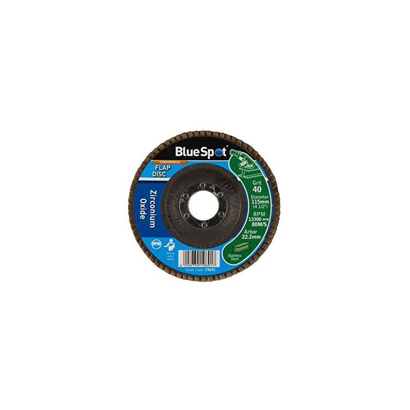 Blue Spot 19691 40 Grit Zirconium Oxide Flap Disc, 0