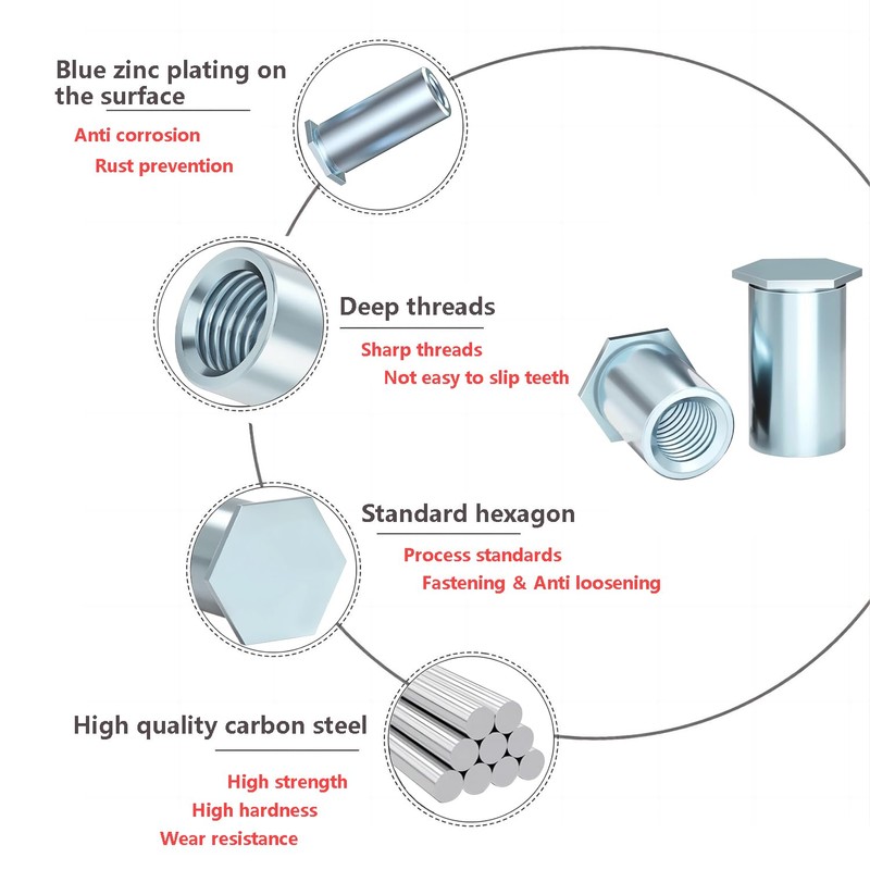 Ctyjia 20 Pcs M4x4mm Rivet Insert Nut, Hexagonal Internal Thread