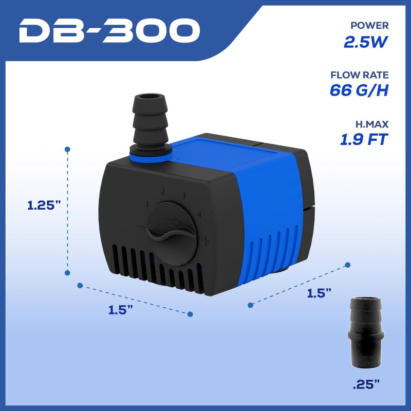 JAJALE 66 GPH Submersible Water Pump - Adjustable Quite Aquariums,