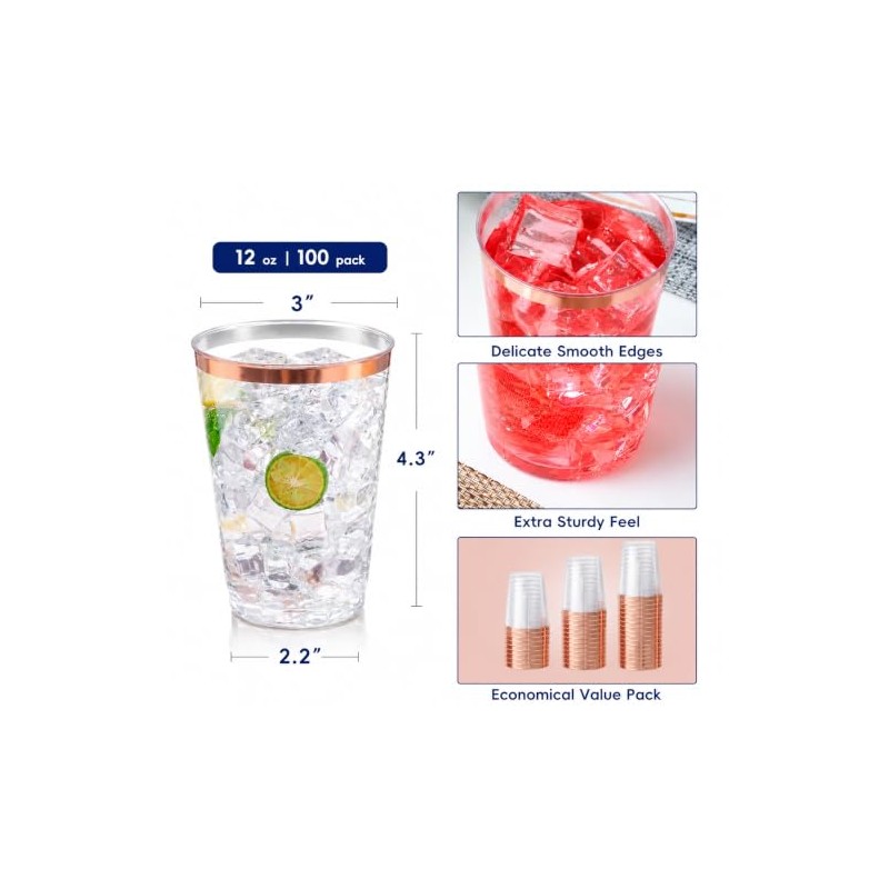 Vasos Elegantes de Pl?stico Transparente 12 Oz