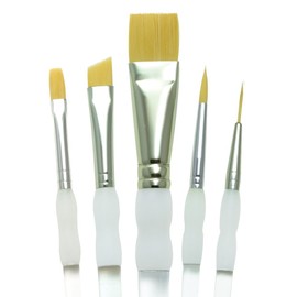 Royal Brush Soft Grip Beginner Golden Taklon Fiber Paint Brush Set, Assorted Size, Set of 5