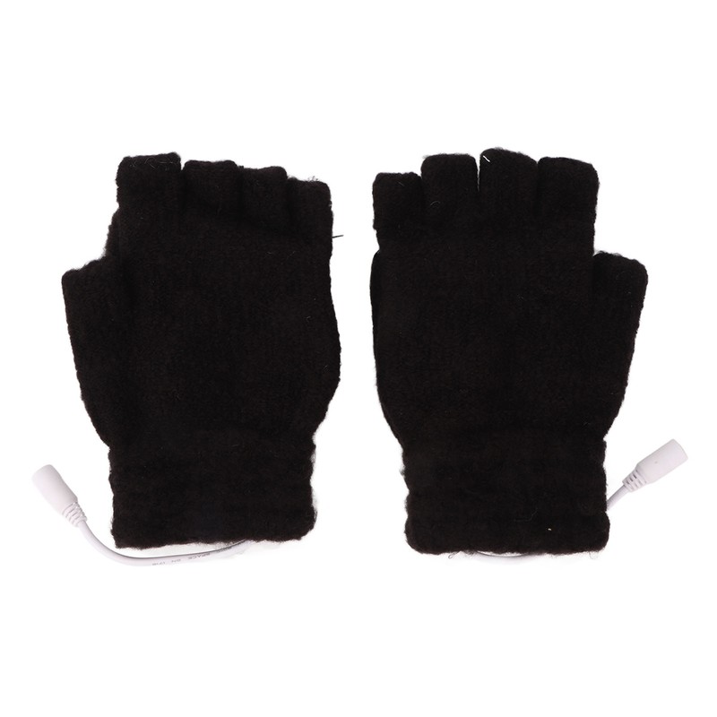 USB Heated Gloves Electric Half Hands Double Sided Heating Warm