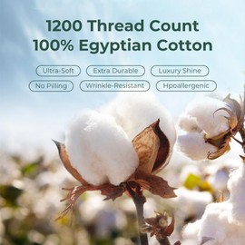 HYPREST 1200 Count Egyptian Cotton Sheets King - 19 Inch King Size Sheets deep Pocket Set, Long Staple Cotton, Premium Sateen Weave, Silky Soft, Durable & Hypoallergenic - 5 Star Hotel Luxury -White