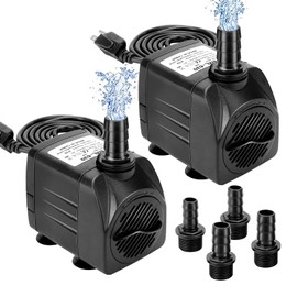 GROWNEER 2 Packs 550GPH Submersible Pump 30W Ultra Quiet Fountain Water Pump, 2000L/H, with 7.2ft High Lift, 3 Nozzles for Aquarium, Fish Tank, Pond, Hydroponics, Statuary