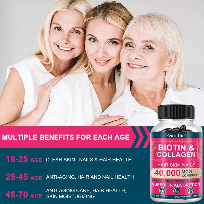 Suplemento De Complejo De Colgeno Fearathe, 120 Cpsulas Sin Sabor