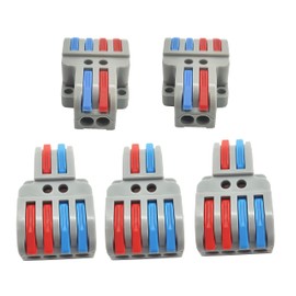 MTUERANC Wire Connectors, Compact Lever Wire Nuts Connectors Wire Terminals 2 in 4 Out for Quick Connect 28-12 AWG 5PCS (2 in 4 Out)
