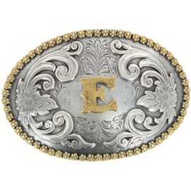 Nocona Belt Co. M&F E Initial Belt Buckle Silver