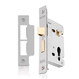 XFORT® Satin Chrome Euro Profile Sashlock 65mm, Euro Sash Lock for Internal and External Doors, Door Latch Mechanism and Euro Cylinder Key Locking Security, CE Approved and Fire Rated Protection