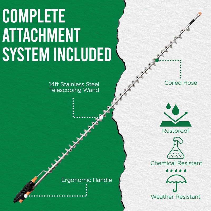 MY4SONS – 14ft Telescoping Spray Wand with Coiled Hose –