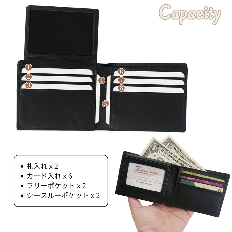 [vinacreations] Men's Bi-fold Genuine Cowhide Leather Wallet Thin Leather Wallet,