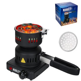Electric Stove Coconut Charcoal Starter Hookah Coal Burner for Hookah Coal Burner with Detachable Handle Stainless Steel Grill & Rack Smart Heat Control Long Cable for BBQ Kitchen