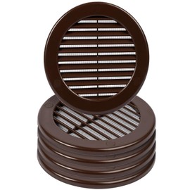 HVAC OV 5pack 4" Inch (Grille Dimensions) Brown Plastic Round Vent Cover - HVAC Air Return Grille - Built-in Protection Mesh Screen - Register Wall Vent Cover - Louvered Soffit Grill/Grate