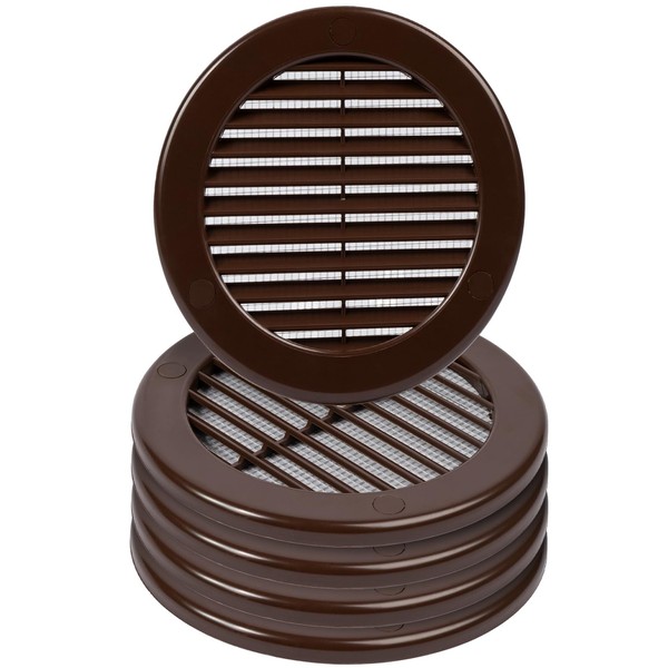 HVAC OV 5pack 4" Inch (Grille Dimensions) Brown Plastic Round