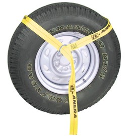 Ancra Cargo 47934-11: Wheel Dolly Strap, Loop, 8" W X 22" H Tires - 2" X 86" Yellow W/Round Ring