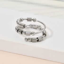 GOGOEY Morse Code Rings for Women, Stainless Steel Spinner Ring Fidget Rings for Anxiety Ring Morse Code Rings Inspirational Gifts Jewelry Women Birthday Graduation Gifts for Her Best Friends,