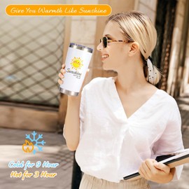 Haootadiy Sunshine Birthday Gifts for Women 20oz Stainless Steel Tumbler, Birthday Coffee Tumbler,Inspirational Thank You GIfts for Women Mom Wife Mother-in-Law