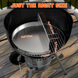 Onlyfire Stainless Steel Detachable Grill Drip Pan for Weber 22" Kettle Grills, Grease Tray Liner with Removable Charcoal Divider, Semi-Circular