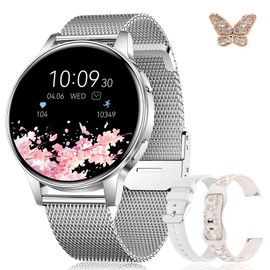 Lefitus Smart Watch for Women, 1.27" HD Touchscreen Smartwatch with Bluetooth Call & Text Notification, 130+ Sport Modes, IP68 Waterproof Fitness Tracker with Heart Rate/Sleep Monitor, 3 Bands