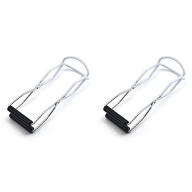 gifthub 2 Pcs Canning Jar Lifter Tongs, Multi-purpose Iron Jar Lifter with PVC Grips, Non Slip Canning Tools Bottle Picker Feeding Bottle Clip for Kitchen Restaurant(White)