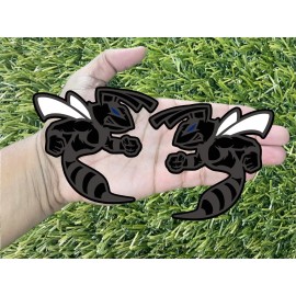 Custom Hornet Badges Emblem BEE (2) Blue Eye White Wings Matte/Black BADGES Aggressive