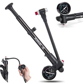 GEWAGE High Pressure Damper Pump (Max 300 PSI), 2-in-1 Bicycle Fork Pump/Bicycle Tyre Pump for MTB, Road Bike Fork and Rear Suspension, Portable Mini Pump with Bleed Button (Black)