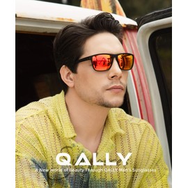 QALLY Polarized Sunglasses Men, Mens Sunglasses Polarized UV protection Lightweight Sun Glasses for Driving Fishing Golf