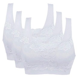 Vertvie Women’s Stretch Push-Up Bra, Padded, No Underwire, Sports Bra Set for Fitness Training, Yoga, Pack of 3, 3 White