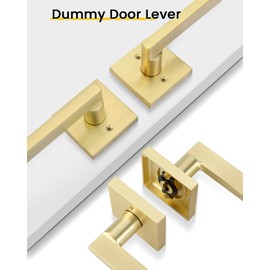 goldenwarm Brushed Gold Dummy Door Handle – Non-Turning Decorative Interior Lever for Pantry, French Doors & Closets (6 Pieces)