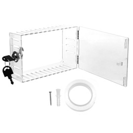 Housoutil Thermostat Lock Box Transparent Cover Thermostat Guard Keyed for Indoor and Outdoor Use Design