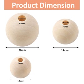 14mm Wooden Beads Natural Round Wood Beads Loose Beads Unfinished Wood Spacer Beads with Large Hole for Crafts Decoration DIY Jewelry Making, Home Farmhouse Decor,Macrame,Handwork