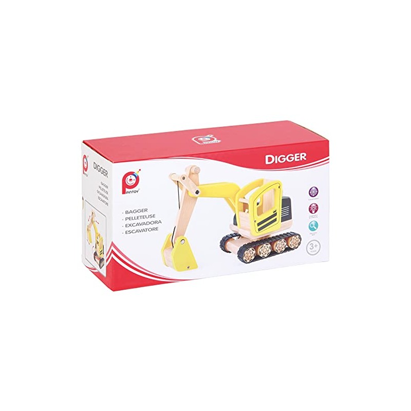Bartl 112363 Pintoy Excavator Made of Solid Wood, Quality Toy