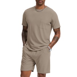 H Hellisal Mens Short Sets 2 Piece Outfits Fashion Summer Tracksuits Casual Set Short Sleeve and Shorts Set for Men