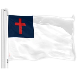 G128 Christian Flag | 4x6 Ft | LiteWeave Pro Series Printed 150D Polyester | Religious Flag, Indoor/Outdoor, Vibrant Colors, Brass Grommets, Thicker and More Durable Than 100D 75D Polyester