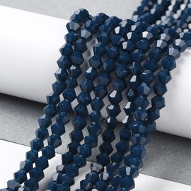 Pack of 90 Bohemian Crystal Beads, 4 mm Bicone Beads, Czech Beads, Glass Beads, Bicone Beads (Navy Blue Opaque)