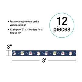 Carson Dellosa Straight Snowman Bulletin Board Borders—12-Piece Snowman, Penguin, Snowflake Bulletin Board Border Strips, Homeschool or Classroom Decor (3' x 3")
