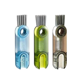 Water Bottle Brush, Water Bottle Gap Washing Brush, Dishwashing Brush, Baby Bottle Lid Cleaning Brush, Kettle Brush, Foldable Triple Brush, Easy to Operate, 360° No Blind Angles, Pack of 3 (1 each of