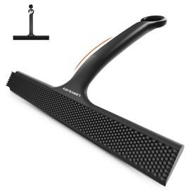 LORESJOY Shower Squeegee for Glass Doors, Squeegee for Shower Glass, 2 in 1 Shower Wiper, Bathroom Squeegee for Shower, Cleaning Tile Wall, Car, 10 Inch Black