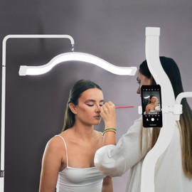 LGEXRCH Lash Light for Eyelash Tech，LED Half Moon Light for Lash Extension with Phone Holder, Warm to Cool Light for Eyelash/Skincare/Tattoo (White)