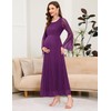 AISWI Maternity Sparkly Mesh Dress Bell Long Sleeve Round Neck