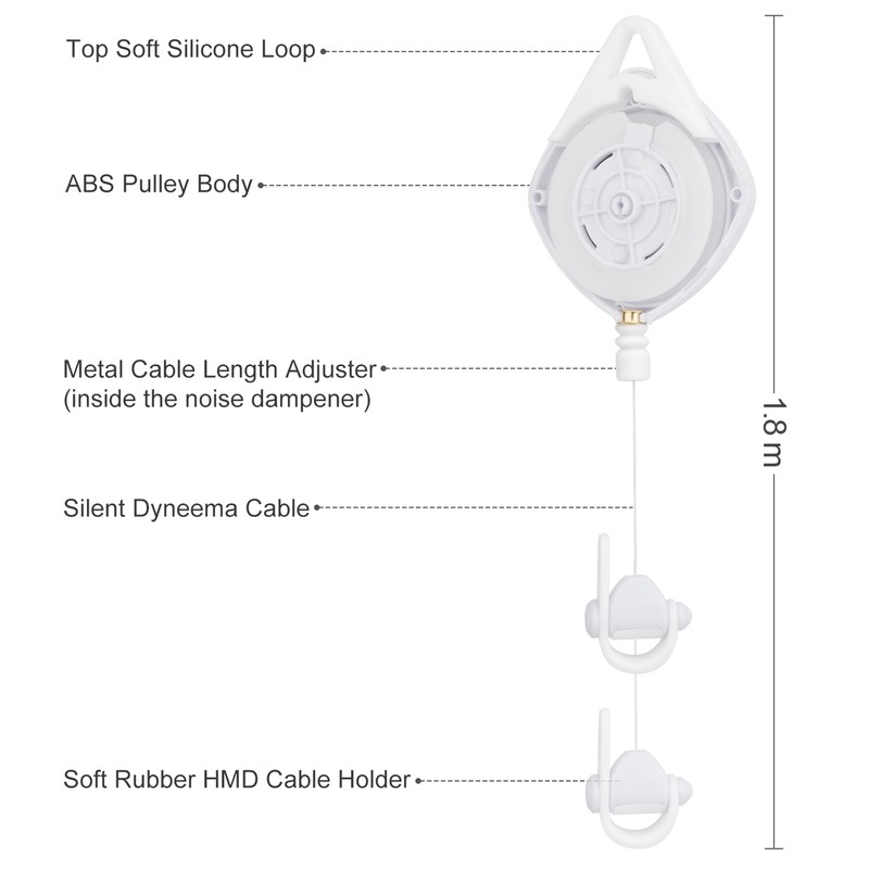 VR Cable Management Retractable Ceiling Pulley System Compatible for HTC