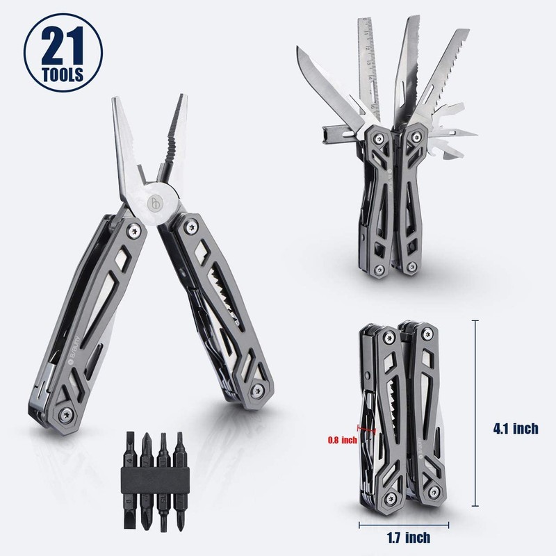 BIBURY Multitool Pliers, Titanium Plating 21 in 1 Multi-Purpose Pocket