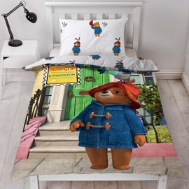 Paddington Bear Friends Single Duvet Cover Set | 2 Sided Reversible Friends Design | Matching Pillowcase | Grey, Polycotton