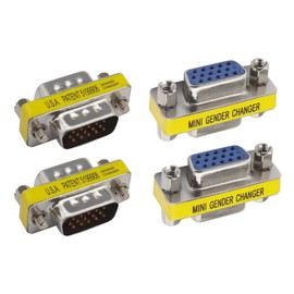 Be In Your Mind 4pcs VGA 15 Pin Mini Gender Changer Adapter Couplers DB15 Male to Male VGA Female to Female