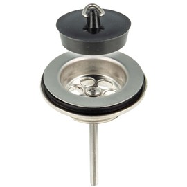 tecuro - 90505 Universal Drain Valve Drain Fitting with Plug for Washbasins 1 1/4 Inch Connection to Bottom Installation Intermediate Dimension 7-40 mm - Sieve Plate Polished Stainless Steel