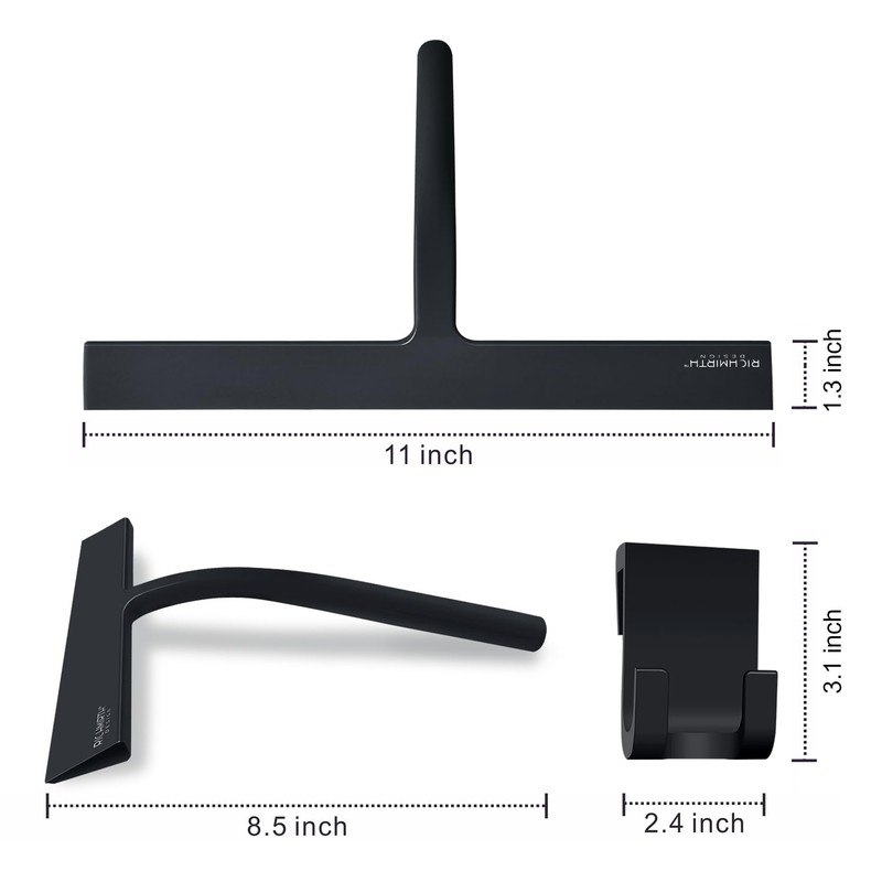 Silicone Rubber Blade & Hook Shower Window Squeegee 11" in