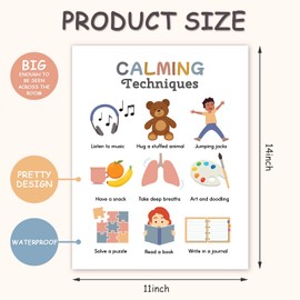 Whaline 12 Sheets Calming Corner Classroom Posters Boho Mental Health Feelings Chart Back to School Calm Down Coping Skills Educational Therapy Posters for Preschool Classroom Decor, 11 x 14 Inch