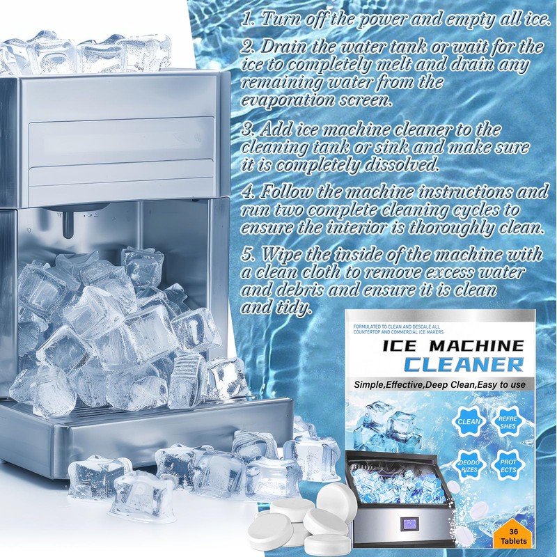 Swiffen 36 Pcs Ice Machine Cleaner Tablets Descaler, Clean Tablets