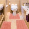 ACCUMTEK Striped Coral Bathroom Rug Set 3 Pieces Ultra Soft,