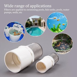 SaiDian 2Pcs Detachable Stainless Steel Filter Cover DN32/DN63 Hose Pipe Suction Filter for Removing Debris Includes Garden Hose Strainer for Reduced Solid Entry